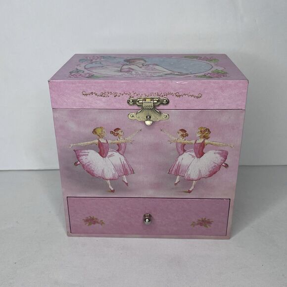 Enchantmints Pink Ballerina Swan Lake Dancer 6” Music Box 4 Drawers WORKS - Picture 1 of 12